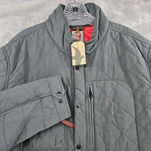 Relwen Quilted Tanker Jacket Mens Large Grey Diamond Quilt Coat NEW